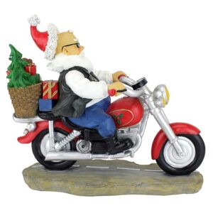 Design Toscano QM2821700 12 1/2 Inch Father Christmas Santa Biker Statue