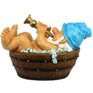 Design Toscano QM3152300 6 1/2 Inch Trumpeting Bath Tub Gnome Statue