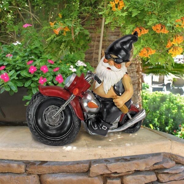 Design Toscano QM7512103 13 1/2 Inch Axle Grease the Biker Gnome Statue