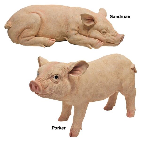 Design Toscano QM92241 6 1/2 Inch Set of Porker and Sandman Pig Statues