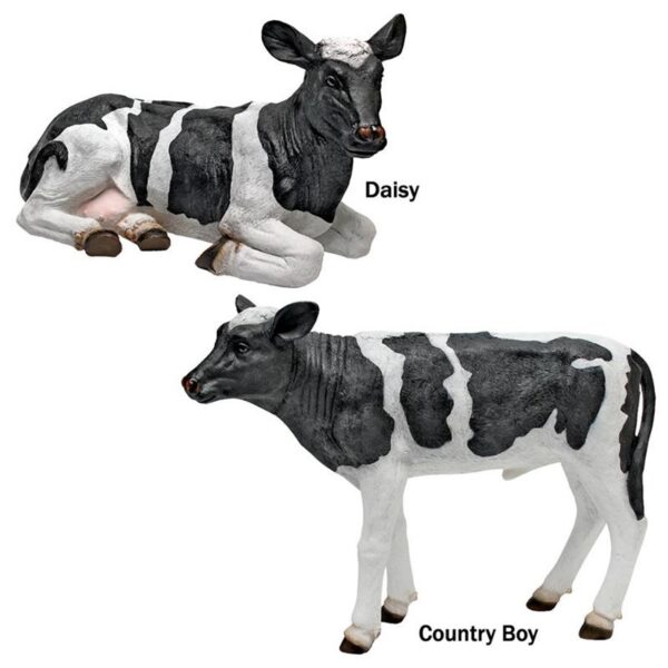 Design Toscano QM924251 5 Inch Set of Daisy and Country Boy Cow Statues