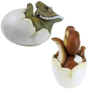 Design Toscano QM92728100 Baby Triceratops and Raptor Eggs, Set of 2