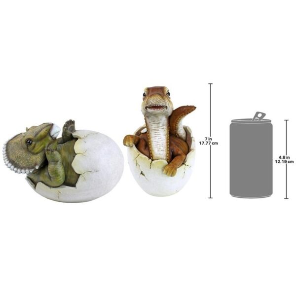 Design Toscano QM92728100 Baby Triceratops and Raptor Eggs, Set of 2