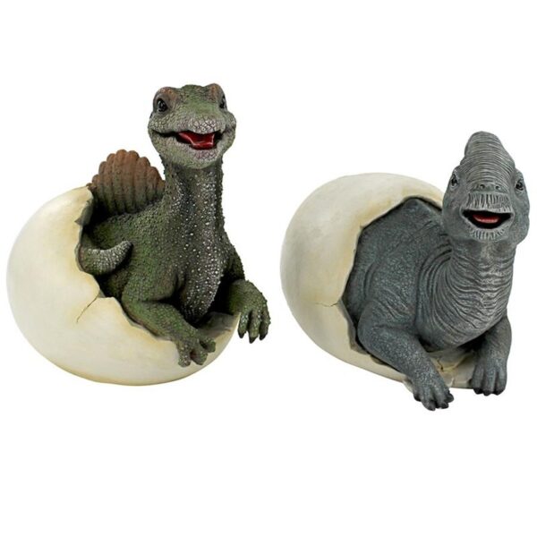 Design Toscano QM9282470 13 Inch Parasaurolophus and Spinosaurus Eggs, Set of 2