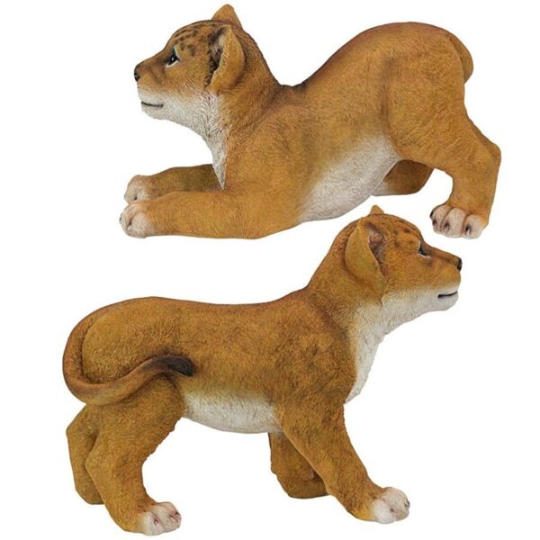 Design Toscano QM9287 8 Inch Lion Cubs of the Sahara, Set of 2