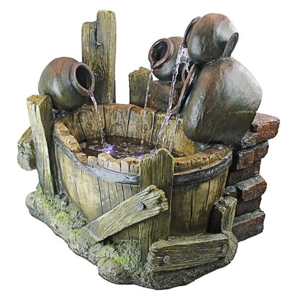 Design Toscano QN1638 31 1/2 Inch Urns and Barrel Waterfall Fountain