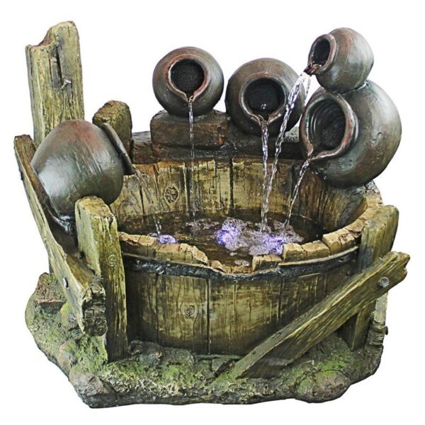 Design Toscano QN1638 31 1/2 Inch Urns and Barrel Waterfall Fountain