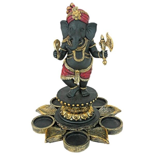 Design Toscano QS29200 7 Inch Standing Ganesha on Lotus Candle Holder