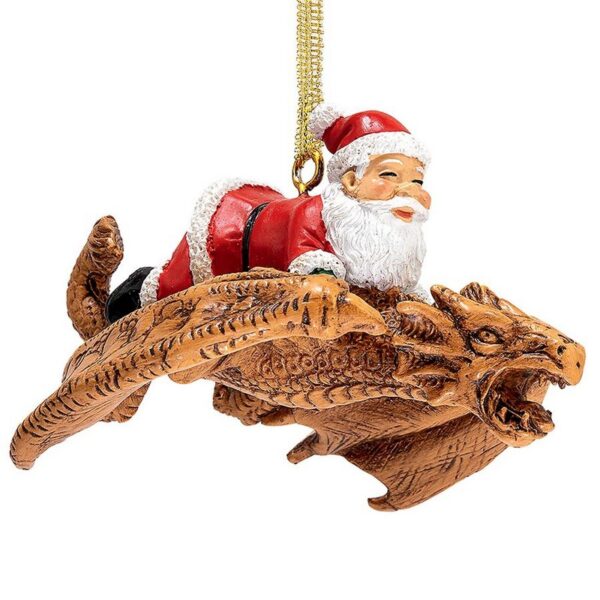 Design Toscano QS29844 3 1/2 Inch Santa and The Snowdragon 2020 Holiday Gothic Ornament