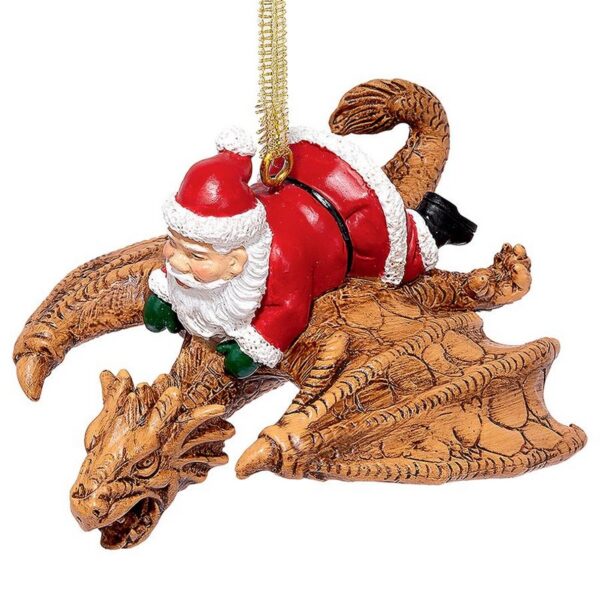 Design Toscano QS29844 3 1/2 Inch Santa and The Snowdragon 2020 Holiday Gothic Ornament