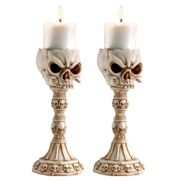 Design Toscano QS923844 3 1/2 Inch Skullduggery Candlesticks, Set of 2