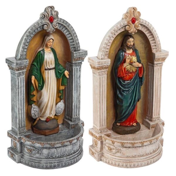 Design Toscano QS928231 7 Inch Set of Jesus and Virgin Mary Niche Fonts