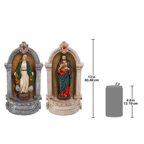 Design Toscano QS928231 7 Inch Set of Jesus and Virgin Mary Niche Fonts