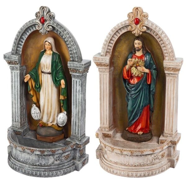 Design Toscano QS928231 7 Inch Set of Jesus and Virgin Mary Niche Fonts