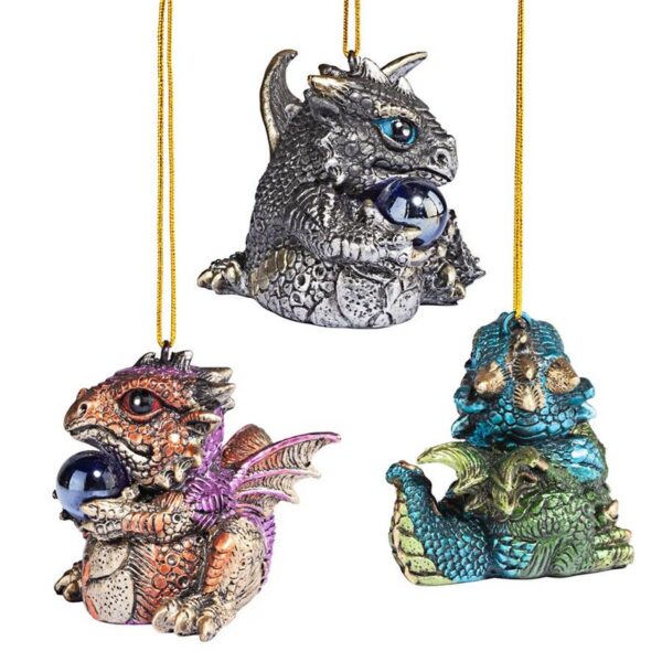 Design Toscano QS93484 2 Inch Three Dragon Virtues Gothic Ornament Set