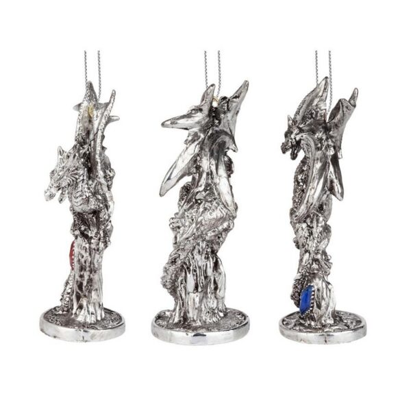 Design Toscano QS989557 2 Inch Three Dragons of The Amesbury Holiday Gemstone Ornament Set