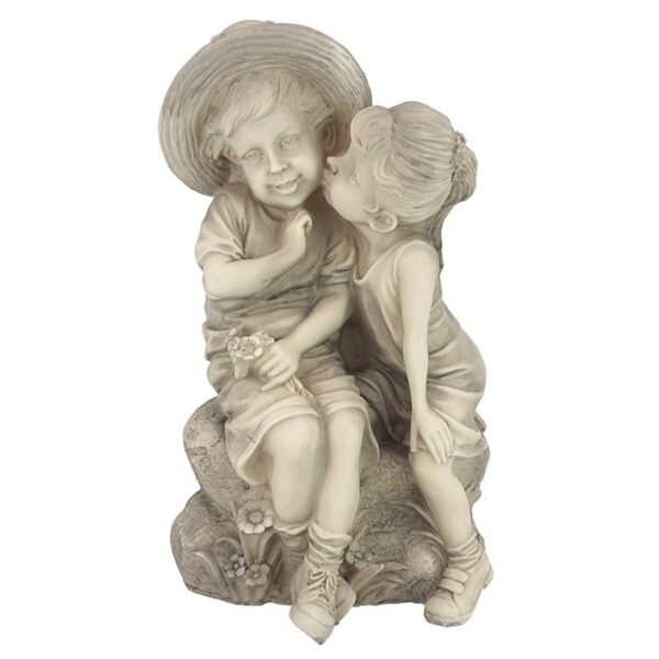 Design Toscano SH38019413 8 1/2 Inch Kissing Kids Boy and Girl Statue