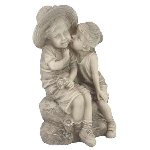 Design Toscano SH38019413 8 1/2 Inch Kissing Kids Boy and Girl Statue