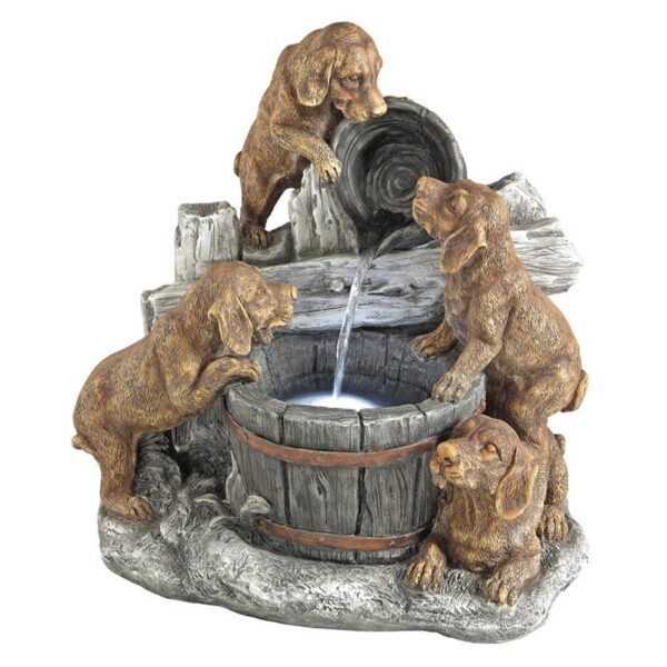 Design Toscano SH382614 21 Inch Puppy Pail Pour Garden Fountain