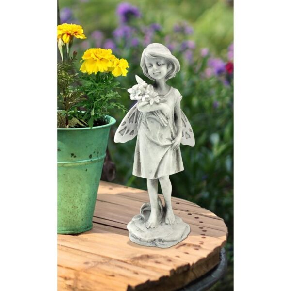 Design Toscano SH9403611 4 Inch Rose Garden Fairy with Flowers Statue