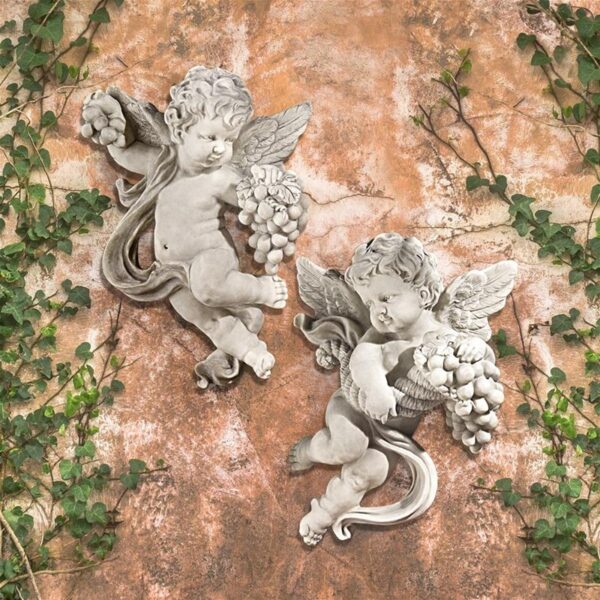 Design Toscano SH9715239 10 1/2 Inch Cherub Harvest Plaques