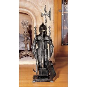 Design Toscano SP1035 9 1/2 Inch The Knight Fireplace Tool Set - Black