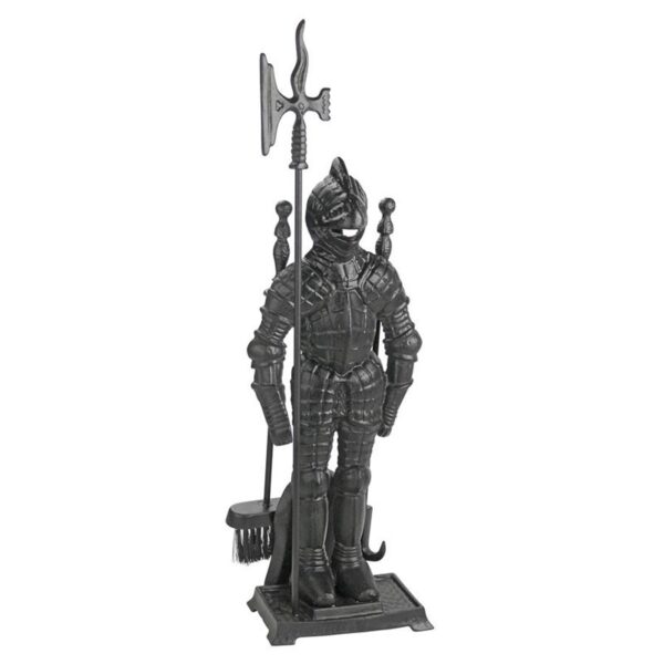 Design Toscano SP1035 9 1/2 Inch The Knight Fireplace Tool Set - Black