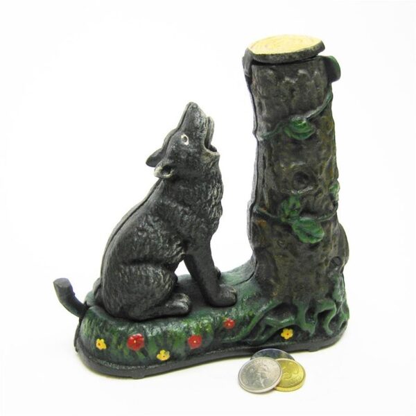 Design Toscano SP1475 8 Inch Wolf and Squirrel Bank