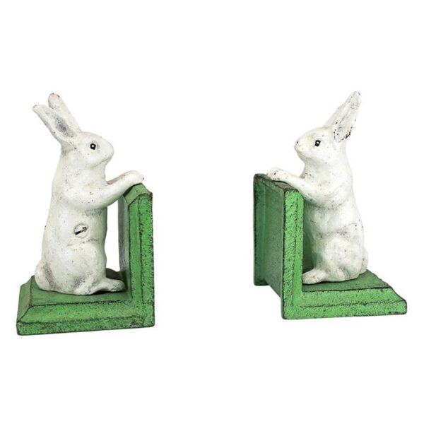 Design Toscano SP1601 3 Inch Bookworm Bunny Rabbits Iron Bookend Set