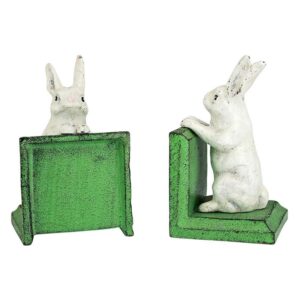 Design Toscano SP1601 3 Inch Bookworm Bunny Rabbits Iron Bookend Set