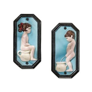 Design Toscano SP2144 3 1/2 Inch Tinkle Twins Cast Iron Plaques