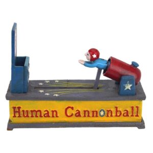 Design Toscano SP2401 8 Inch Human Cannonball Bank