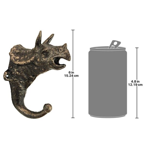 Design Toscano SP2815 3 Inch Triceratops Cast Iron Wall Hook