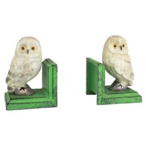 Design Toscano SP2819 3 1/2 Inch Wise Snowy Owl Cast Iron Bookend Set