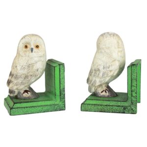 Design Toscano SP2819 3 1/2 Inch Wise Snowy Owl Cast Iron Bookend Set