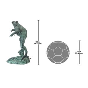 Design Toscano SU1870 15 Inch Medium Leaping Spitting Frog Bronze