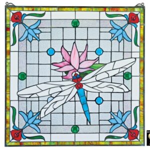 Design Toscano TF26314 24 Inch Dragonfly Pond Stained Glass Window