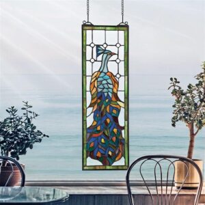 Design Toscano TF27226 7 Inch Pleasant Peacock Stained Glass Window