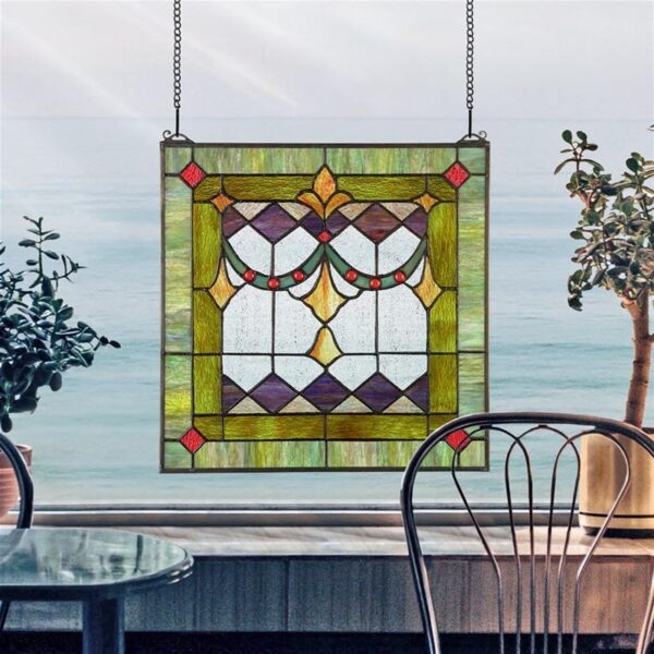 Design Toscano TF28013 17 Inch Victorian Swag Stained Glass Window