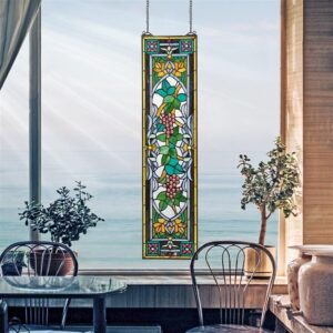 Design Toscano TF773 8 1/2 Inch Grapes on the Vine Stained Glass Window