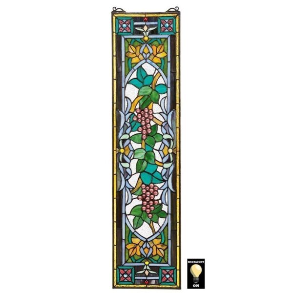 Design Toscano TF773 8 1/2 Inch Grapes on the Vine Stained Glass Window