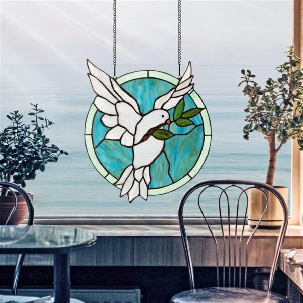 Design Toscano TF801 12 Inch Dove of Peace Stained Glass