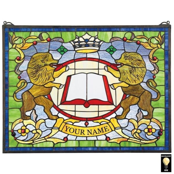 Design Toscano TF81 25 Inch Lion Coat of Arms Stained Glass Window