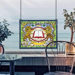 Design Toscano TF81 25 Inch Lion Coat of Arms Stained Glass Window