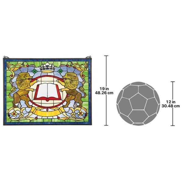 Design Toscano TF81 25 Inch Lion Coat of Arms Stained Glass Window