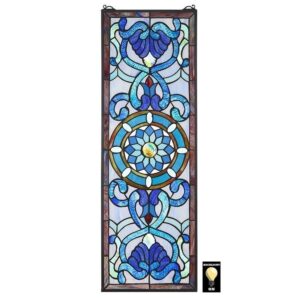 Design Toscano TF810 12 1/2 Inch Harlow Flower Stained Glass Window - Blue