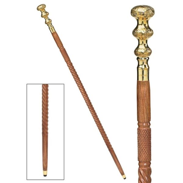 Design Toscano TV6184 2 Inch 3 Gold Saucer Walking Stick - Brass